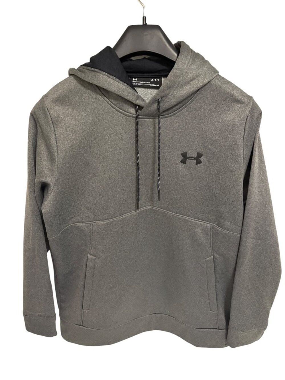 Under Armour Hooded Pullover Sweatshirt Size Large Loose Fit Gray Black Logo